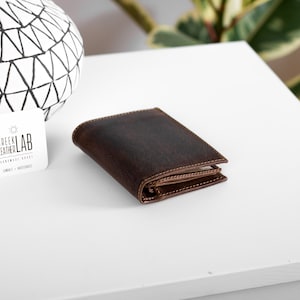 Personalized Leather Wallet for Men, Engraved mens wallet,Boyfriend gift, Personalized gift, Anniversary gift for him, Gift for Dad Rugged Brown