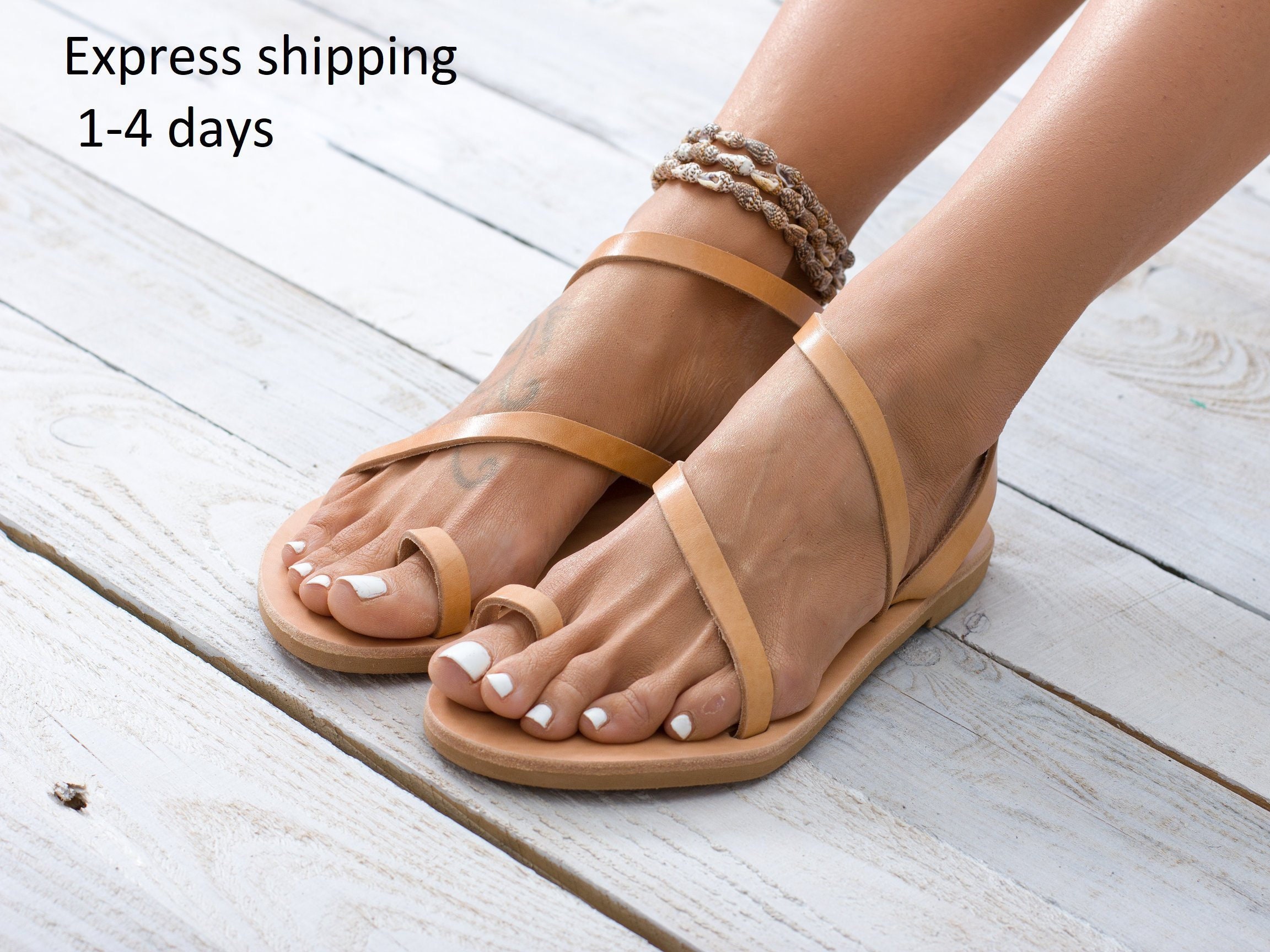 ladies leather slides