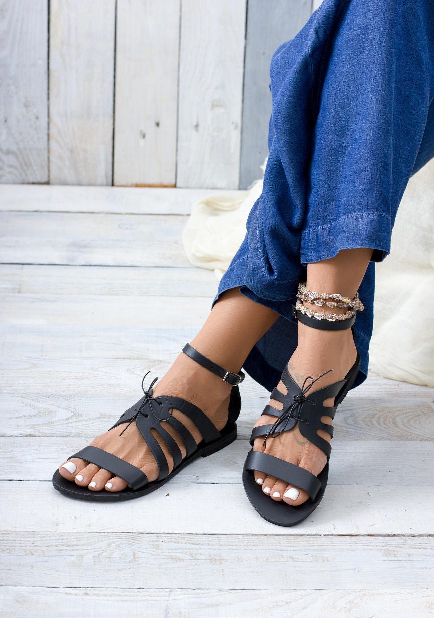 IKARIA Leather sandals Greek sandals Flat sandals Greek | Etsy