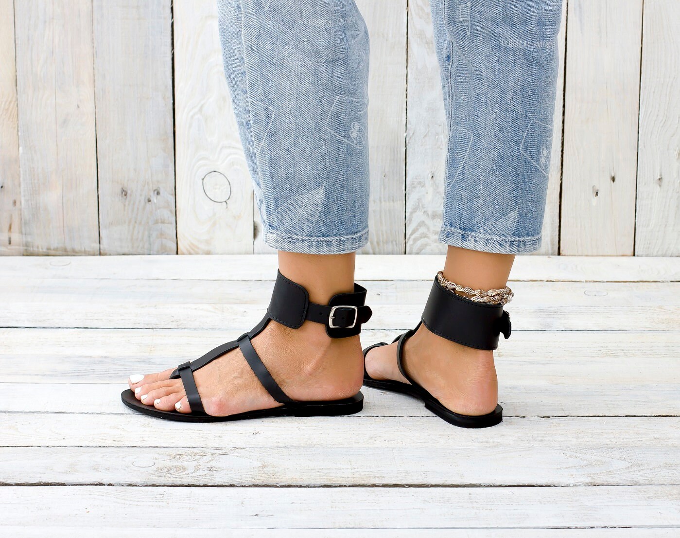 KASOS sandali da donna in pelle nera dalla Grecia sandali | Etsy Italia