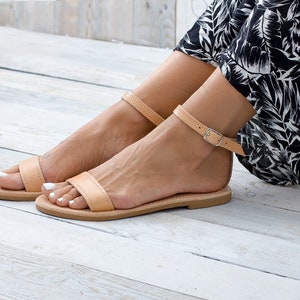 TINOS Leather sandals, ancient Greek leather sandals, strappy sandals, ankle cuff sandals, minimalist sandals, ankle strap leather shoes image 3