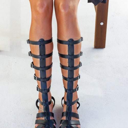 Plus Size 35 43 Women Gladiator Roman Sandals Open Toe Knee High Cut Outs  Sandals Boots Flat Heels Zippers Summer Buckle Shoes From Twopills, $47.02  | DHgate.Com