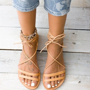 TILOS Leather sandals, Greek leather sandals, gladiator sandals, lace up leather sandals,women sandals, Greek sandals zdjęcie 3