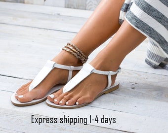 HYDRA White handmade leather sandals, greek leather sandals, white greek sandals, white flat sandals, white gladiator sandals summer shoes,