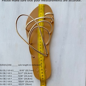 Sandales dorées CARATIS, sandales en cuir pour femmes, sandales grecques faites main, sandales à lanières, sandales plates, cadeau pour elle image 10