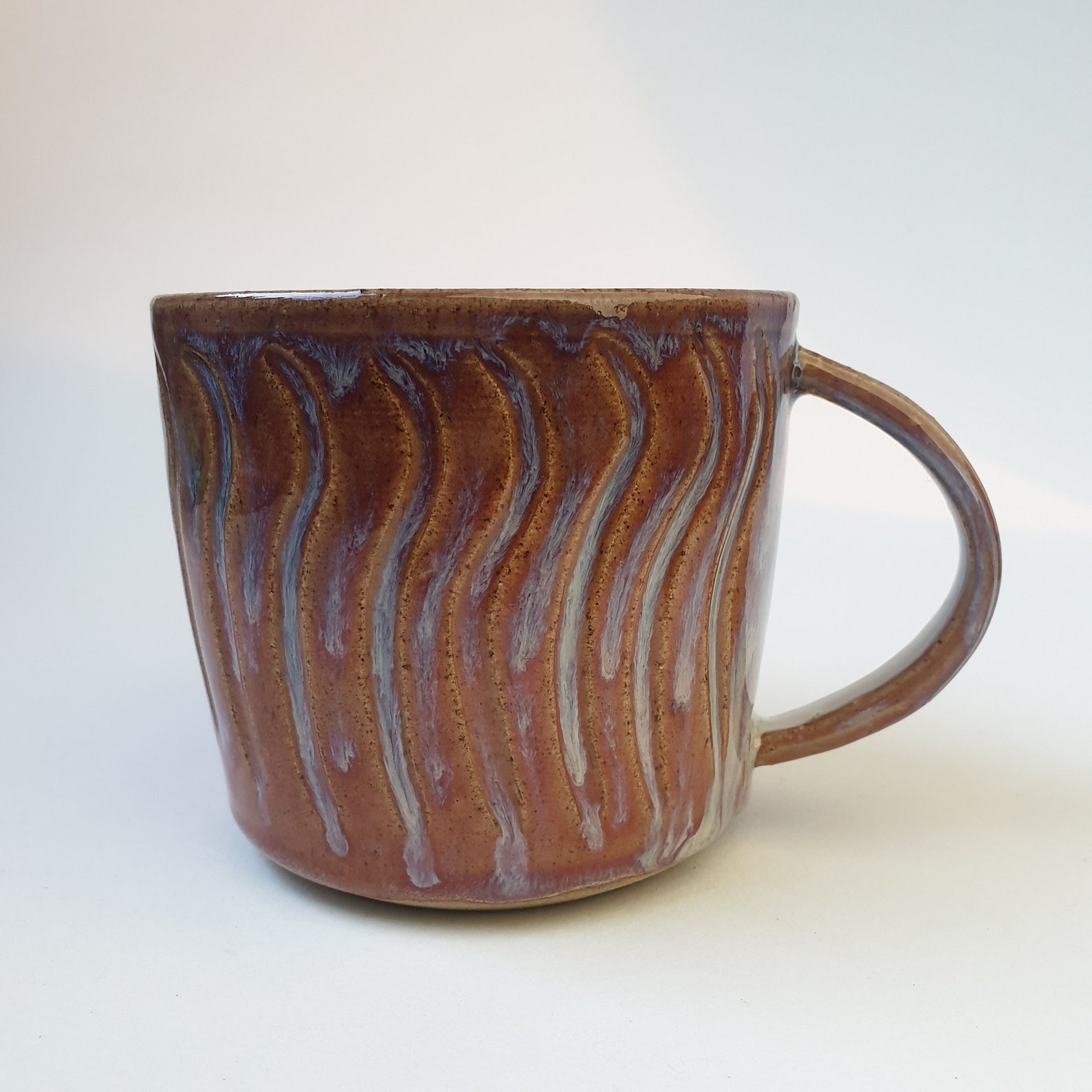 Handmade ceramic clay mug texture carved pink drippy mug Etsy