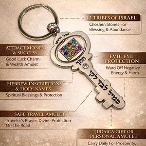 Key of Wealth Keychain Kabbalah Amulet for Money Prosperity, Good Luck Charm, Evil Eye Travel Protection, Gift from Israel Get RICH !! image 3