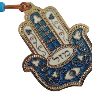 Cyan / turquoise little HAMSA charm from Israel for evil eye protection and luck kabbalah Turquoise