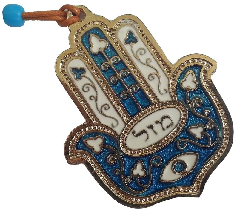 Cyan / turquoise little HAMSA charm from Israel for evil eye protection and luck kabbalah Turquoise