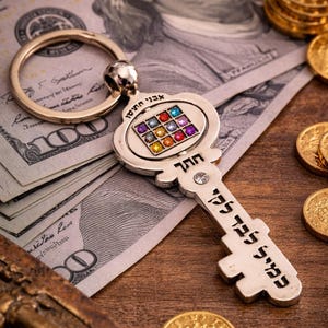 Key of Wealth Keychain Kabbalah Amulet for Money Prosperity, Good Luck Charm, Evil Eye Travel Protection, Gift from Israel Get RICH !! image 2