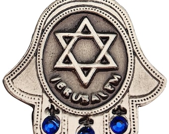 3 Edelsteine Hamsa Schlüsselanhänger Davidstern Jerusalem KeyRing Hebräisch Reisende Gebet