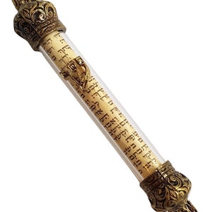 Golden transparent 4&quot; mezuzah royal holy design includes 8cm non kosher scroll FREE SHIPPING