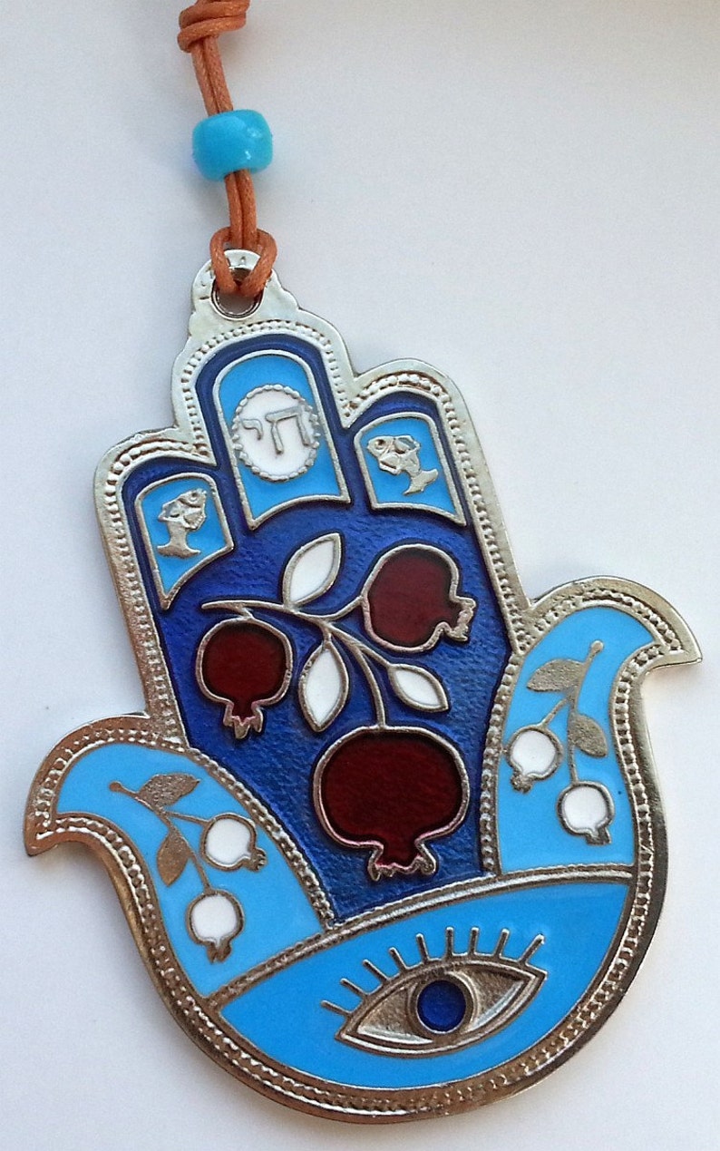 Silver / Gold Pomegranate HAMSA Charm Israel for Abundance & - Etsy