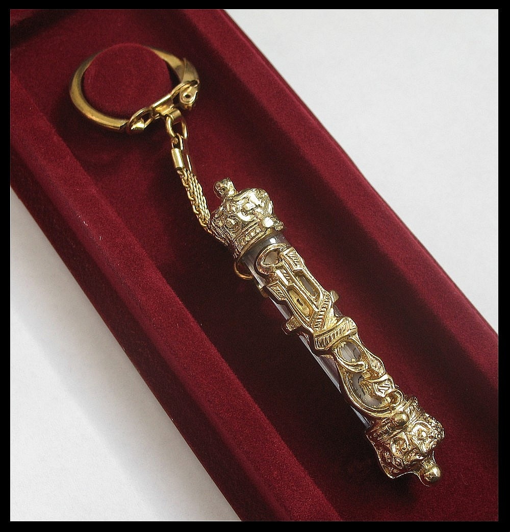 Gold or Silver Mezuzah Style Keychain With Travel Bless Scroll Etsy