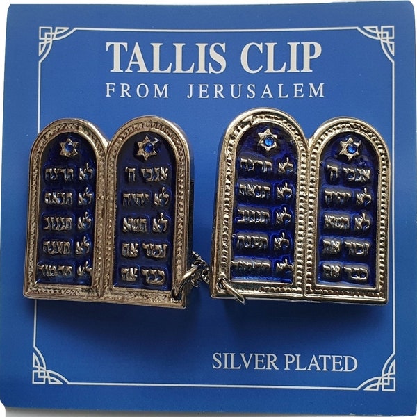 Plaques de poitrine plaqué argent 10 commandements TALIT CLIPS tallis talis tallit châle