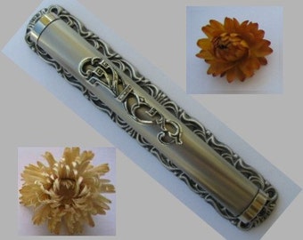 Ornamental pewter 5" mezuzah mezuza from Israel jewish needs 10cm kosher scroll  FREE SHIPPING