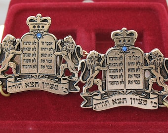 Królewskie srebrne/złote Lwy TALIT CLIPS królewski majestatyczny tallis talis tallit szal