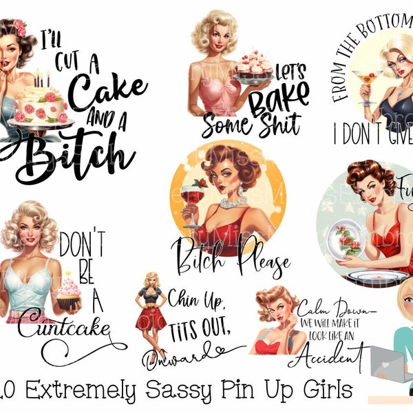 10 PNG extrêmement impertinents Pin Up Girls | vintage Pin Up Filles PNG | vintage Pin-Up PNG | Pin-Up Girls Sublimation