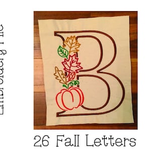 5x7 Fall Leaf Embroidery Letters | Monogram Embroidery Letters | Embroidery Font | Embroidery File