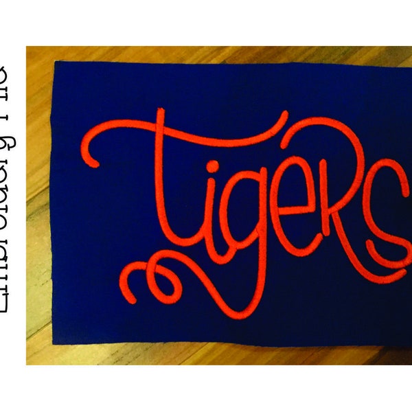 4x4, 5x7, 6x10 Hand Lettered Tigers Embroidery Design File | Embroidery | Tigers Embroidery | Embroidery Design File