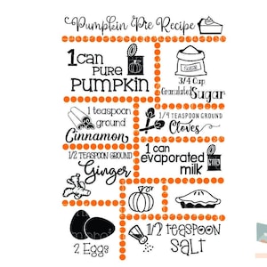 Pumpkin Pie Recipe SVG | Pumpkin Pie SVG | Recipe SVG | Commercial Personal Use