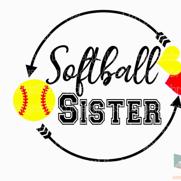 Softball Sister SVG | Softball SVG | Softball Monogram SVG | Cut File | Commercial Personal Use