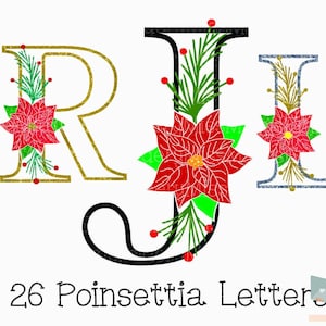 Poinsettia Letters SVG | Poinsettia SVG | Poinsettia Alphabet SVG | Cut File | Personal Commercial Use