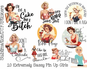 10 Extremely Sassy Pin Up Girls PNGs | Vintage Pin Up Girls PNG | Vintage Pin Up PNG | Pin Up Girls Sublimation