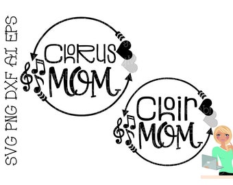 Chorus Mom SVG | Choir Mom SVG | Musical Monogram Frame | Design File  | Cutting File DXF | Commercial Personal Use