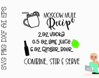 Moscow Mule Recipe SVG | Cocktail SVG | Drinks SVG | Cut File | Commercial Personal Use