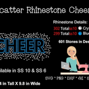 Scatter Cheer Rhinestone Template | ss 6 ss 10 Rhinestone Design | Rhinestone Template Design SVG PLT EPS