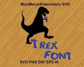 SVG T-Rex Font Alphabet for Cutting Machines PNG DXF