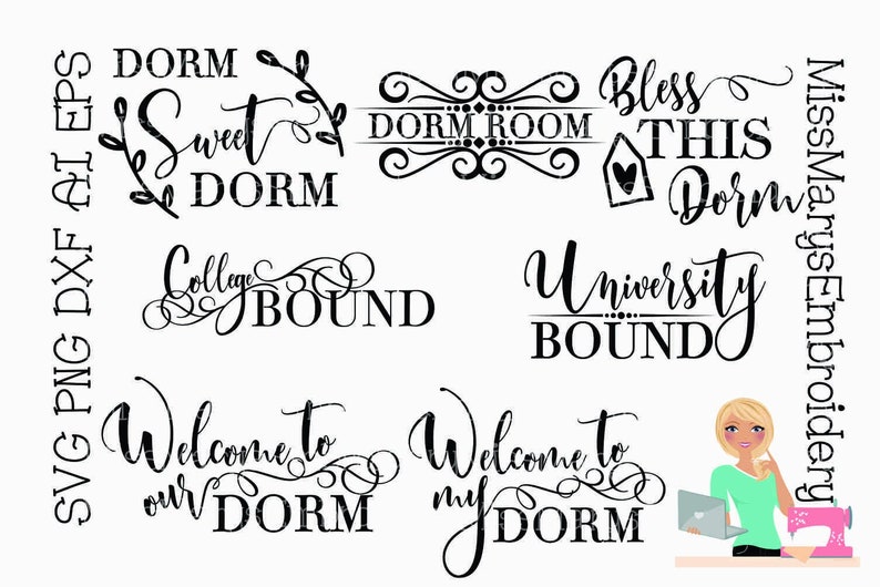 SVG Dorm Room Bundle University SVG Dorm SVG Cutting File Commercial Personal Use image 1