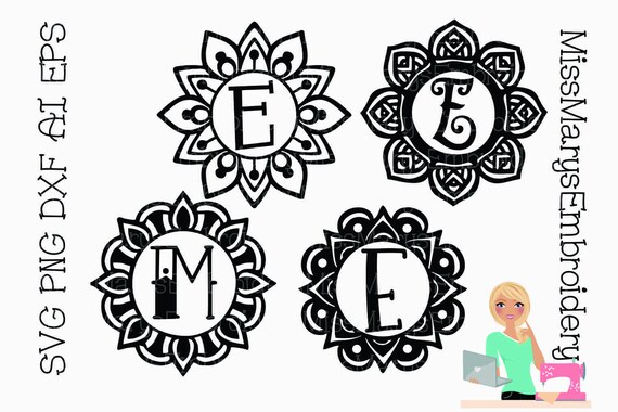 Download Set Of 4 Svg Mandala Monogram Frames File Cutting File Dxf Ai Etsy
