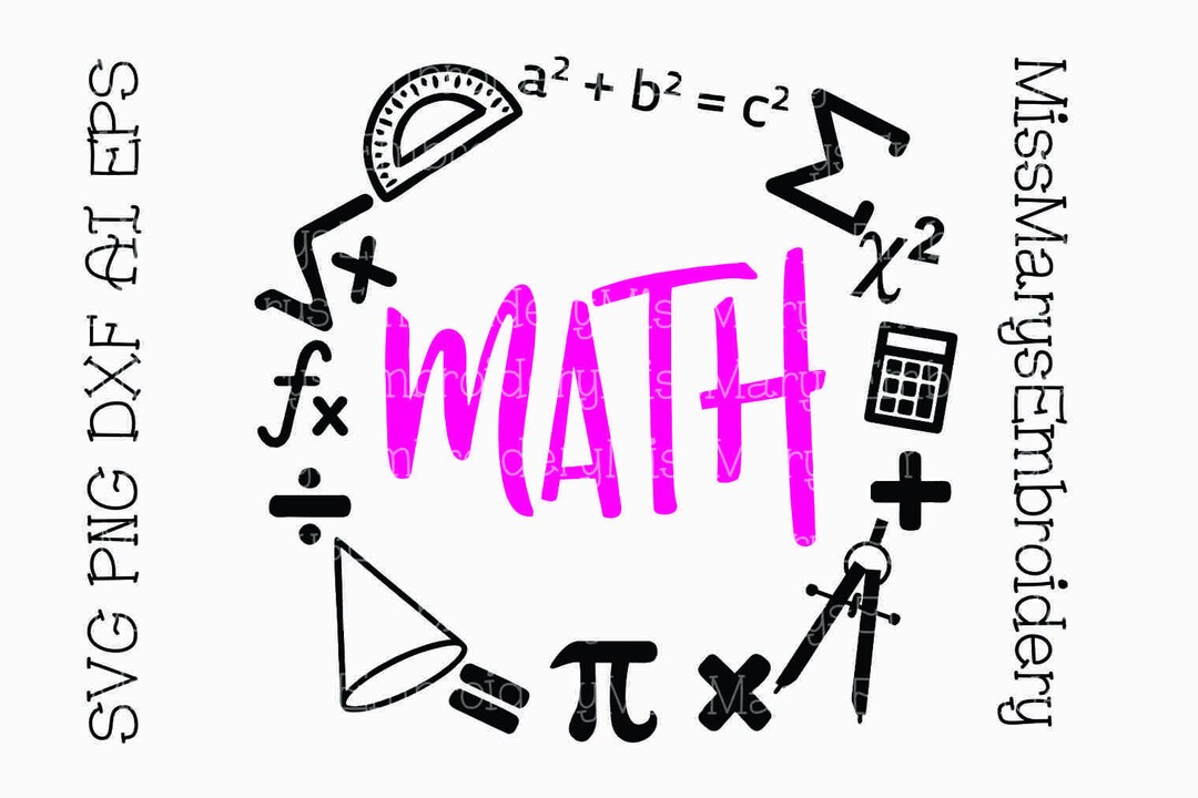 Custom Math Monogram SVG Math Subject School Monogram Frame Cutting File DXF, AI Commercial ...