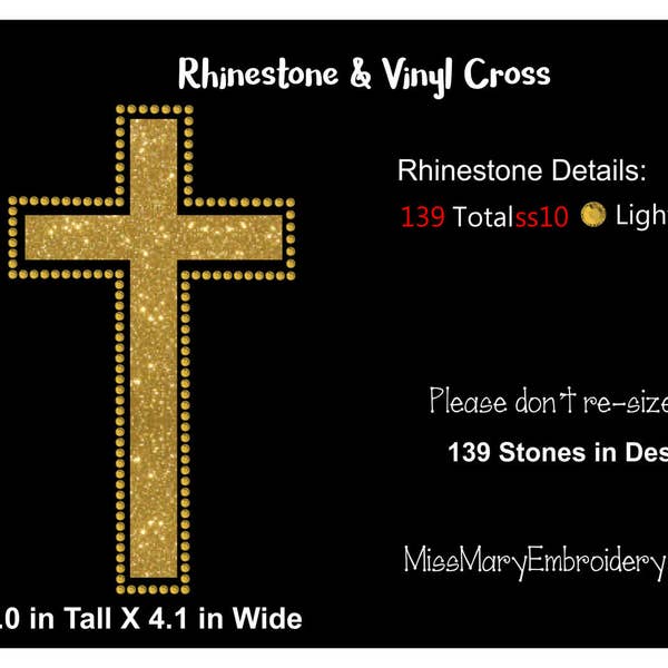 Cross Rhinestone Template Design SVG PNG DXF