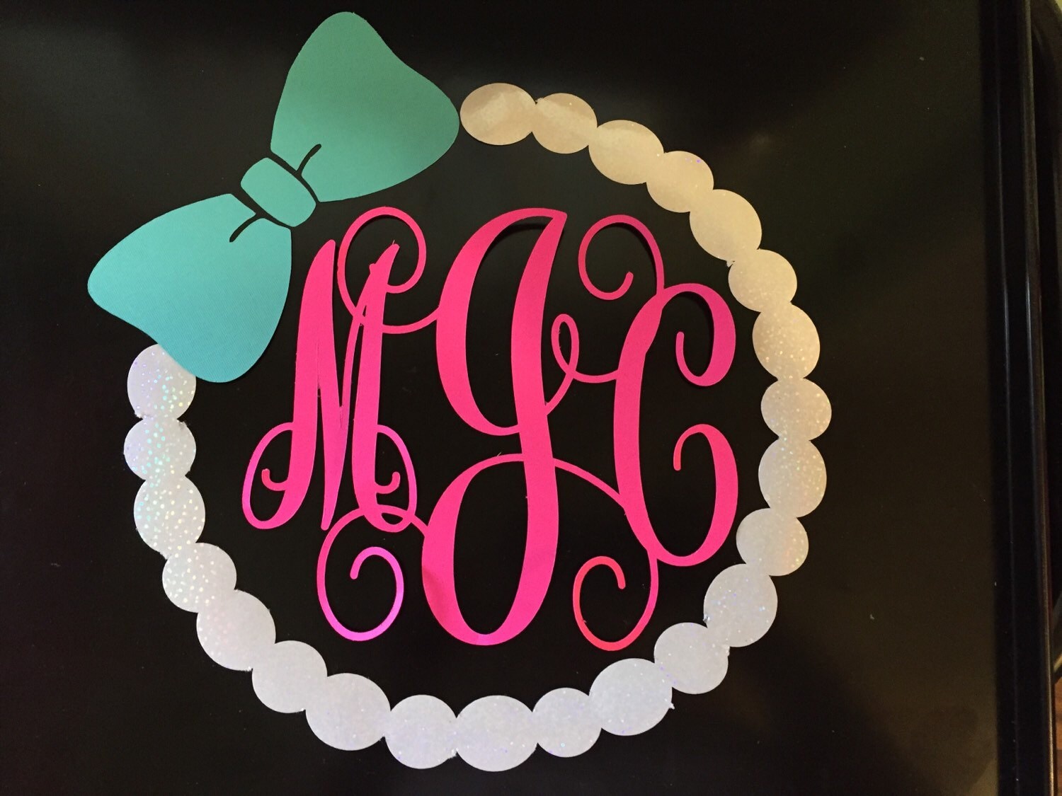 Download SVG Bow Pearl Monogram Frame Cutting File DXF, AI Commercial Personal Use from ...