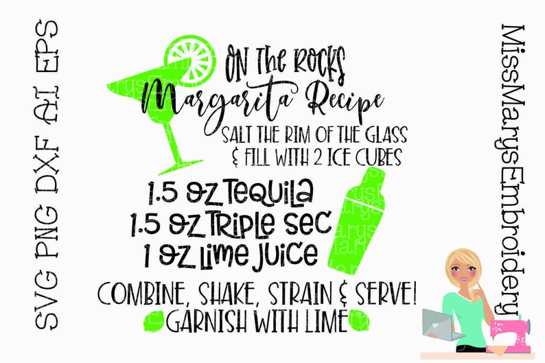 Margarita Recipe SVG Margaritas SVG Drinks SVG Cut File Etsy