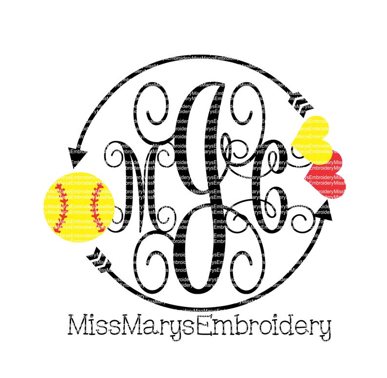 Download SVG Softball Mom Monogram Frame Design File Cutting File ...