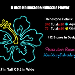 6 inch Hibiscus Rhinestone Template Design SVG PNG DXF