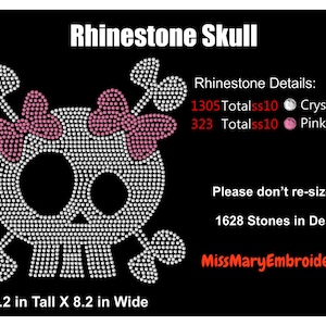 Skull Rhinestone Template | Rhinestone Skull SVG | Digital Rhinestone Template | Girl Rhinestone Skull Template | Rhinestone