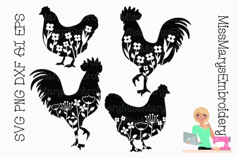 Download Flower Rooster SVG Rooster SVG Flower Chicken SVG Cutting ...