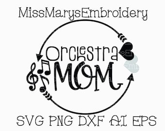 SVG, Orchestra Mom Monogram Frame Design File Cutting File DXF, AI Commercial Personal Use