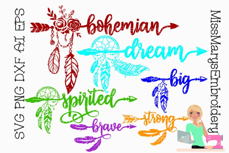 Download SVG Arrow Words Dream Catcher SVG Feathers SVG Cut File | Etsy