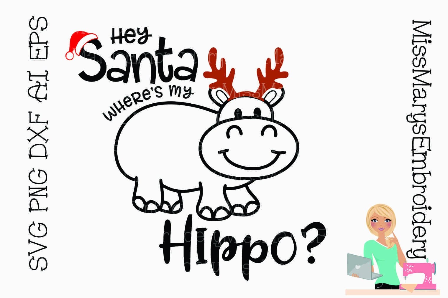 Download Santa Hippo SVG Christmas SVG Reindeer SVG Cut File | Etsy