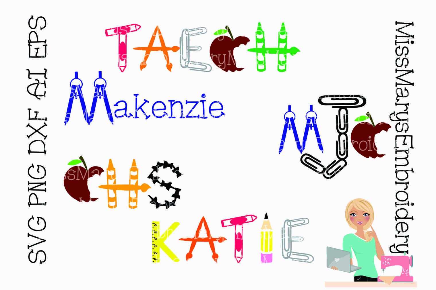 SVG School Supply Letters Alphabet for Cutting Machines PNG Etsy