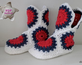 Crochet pattern Sunburst Boots size 4 to 7