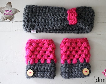 Crochet pattern gloves and headband