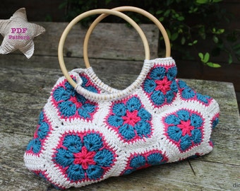 Crochet pattern African flower bag