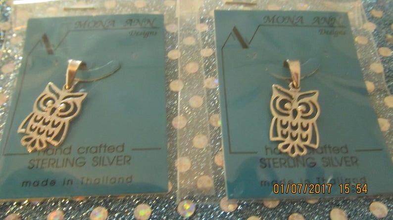 Sterling Silver Owl Pendant Charm #51